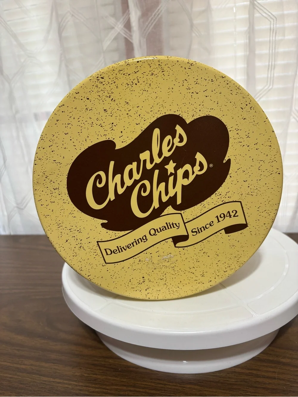 Charles chips old-fashioned can retro 8 inches wide 8 1/2 inches tall